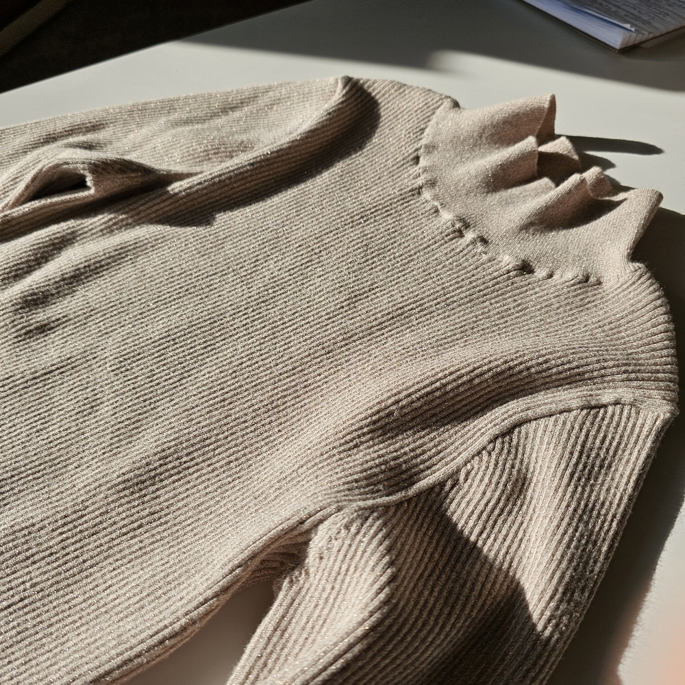 SNIDEL Lamé Rib Knit Long Sleeve Turtle Neck - size F (ONE SIZE), approx. XS-M - Picture 4 of 8